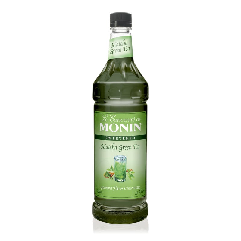 Monin - Matcha Green Tea Concentrate, Made with Organic Japanese Matcha Powder, 40mg Caffeine Per Serving, Great for Matcha Lattes, Lemonades, & Desserts, Non-GMO, Gluten-Free (Plastic, 1 Liter) - Image 1